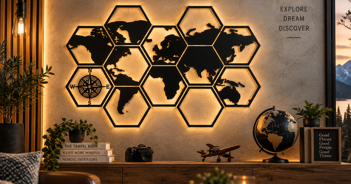 WallArt - World Map Hexagon 12 pcs by RGB Slotcover | Download free STL ...