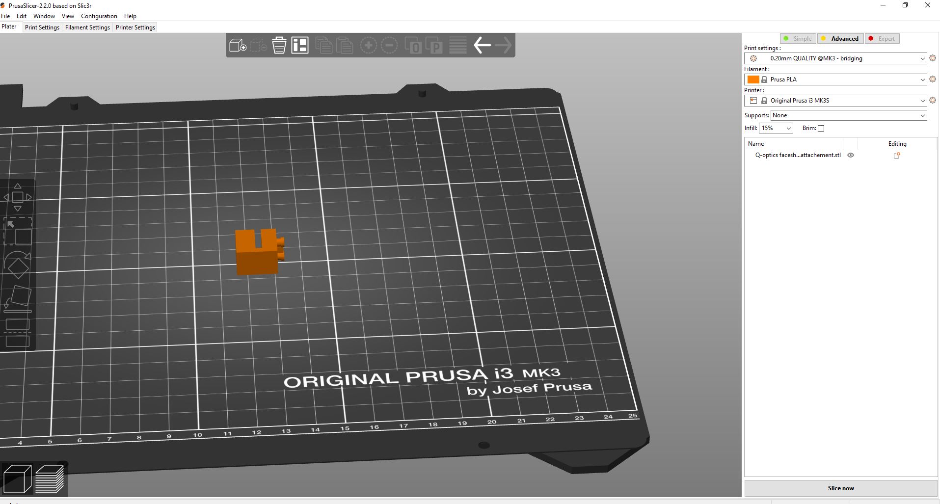 Remix of Prusa Faceshield with Qoptics light attachment by melnahass
