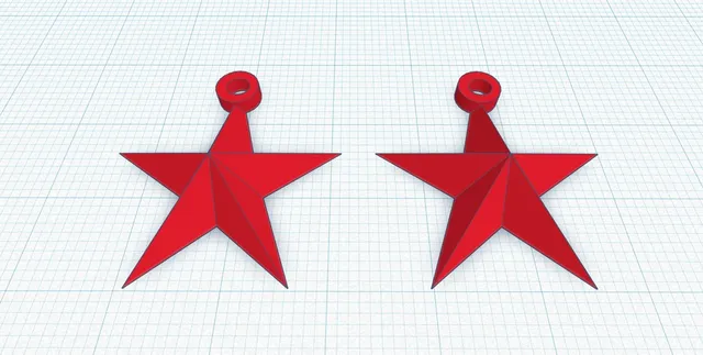 Star earring designed in Tinkercad