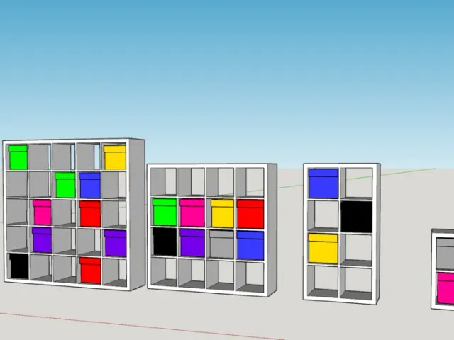 Model Ikea Kallax with small storage box, various sizes