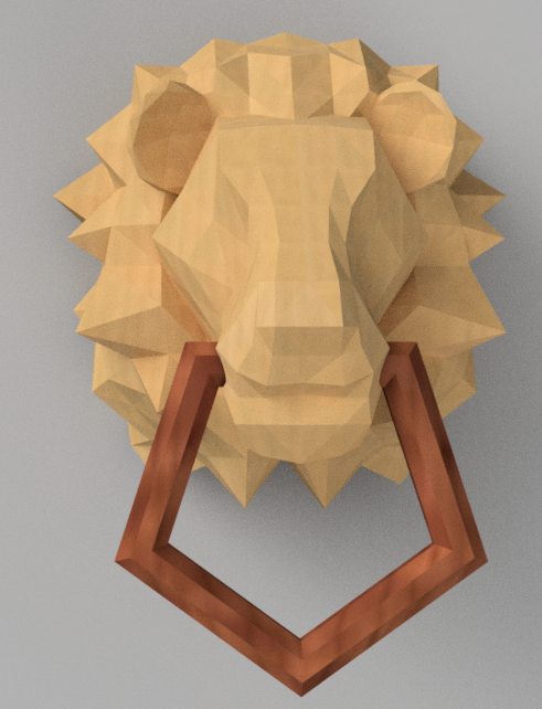 Low Poly Lion Head Knob