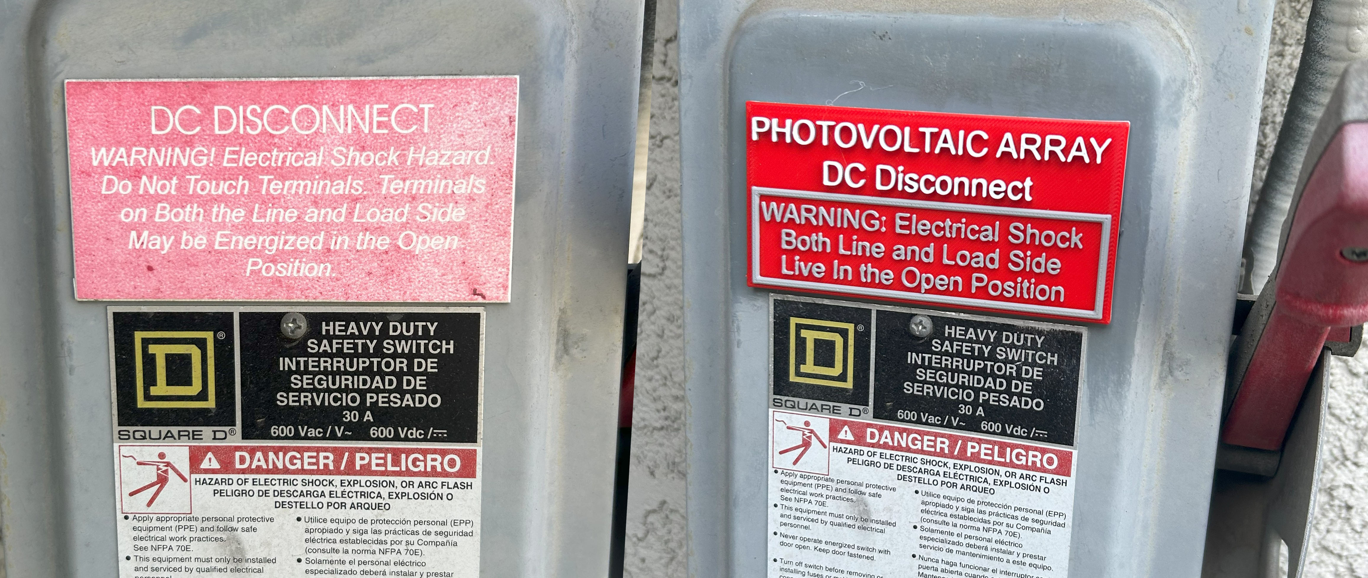 Solar Array DC disconnect label