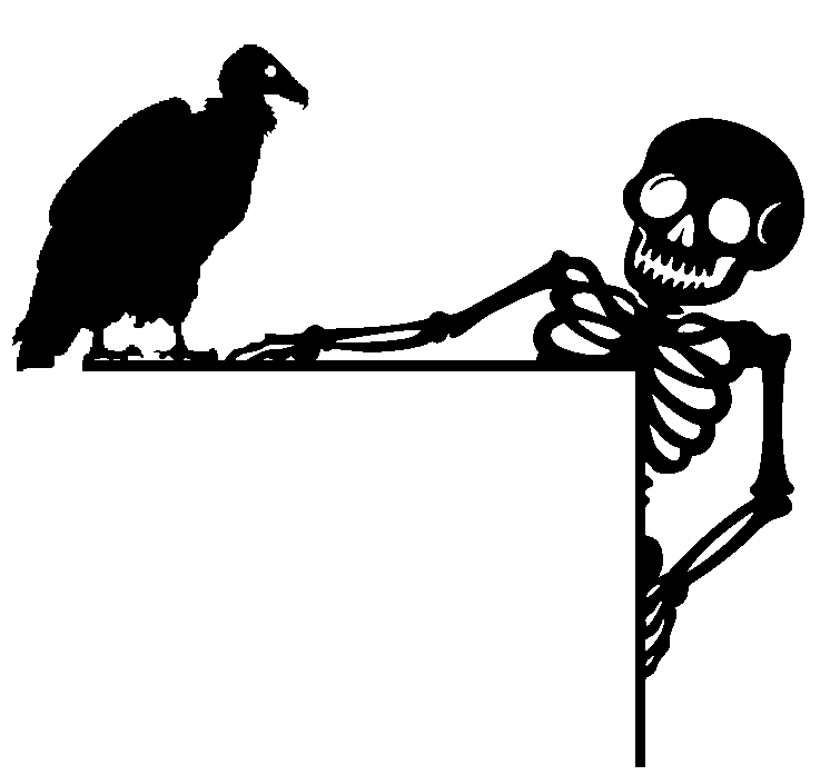 Halloween door corner Vulture and skelton