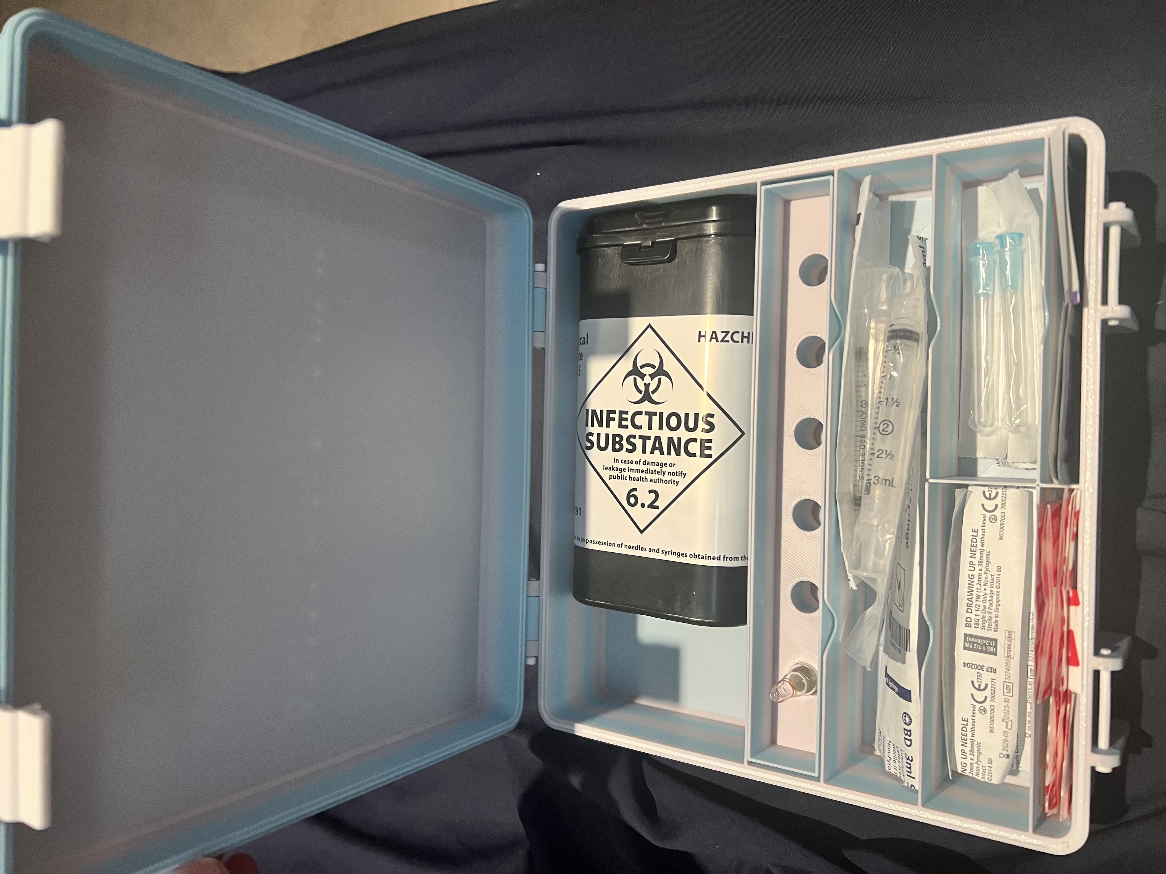 Supplies box for testosterone (Sustanon) injections