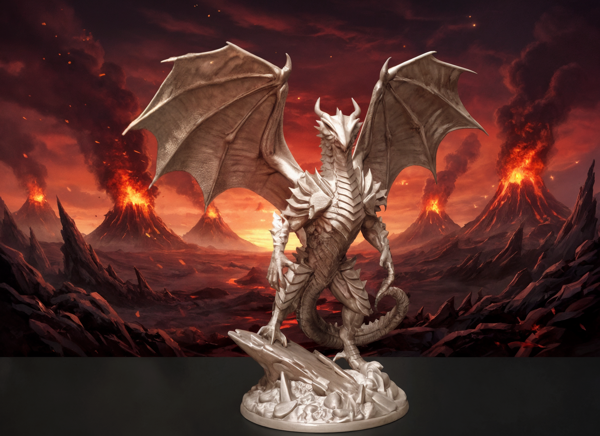 Epic Winged Dragon Figurine – Fantasy Statue on Base (3D Printable STL)