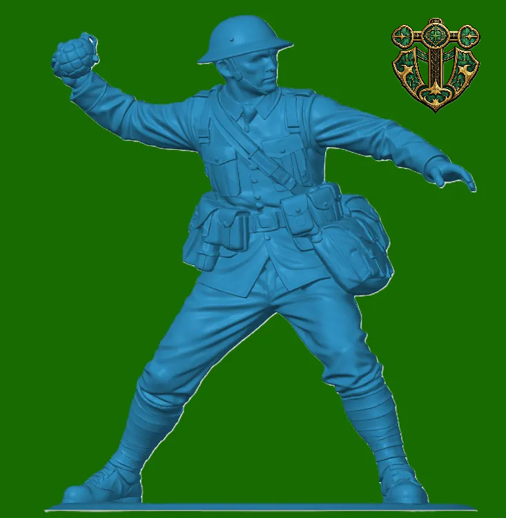 WW1 British Soldier Throwing a Grenade