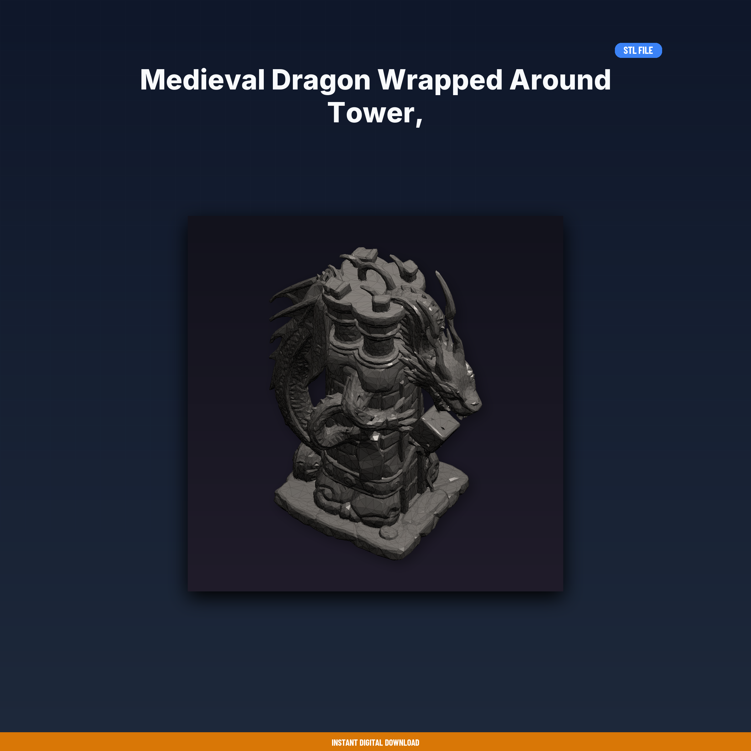 Medieval Dragon Wrapped Around Tower, Dice Roll Down Through - 3D Printable STL File