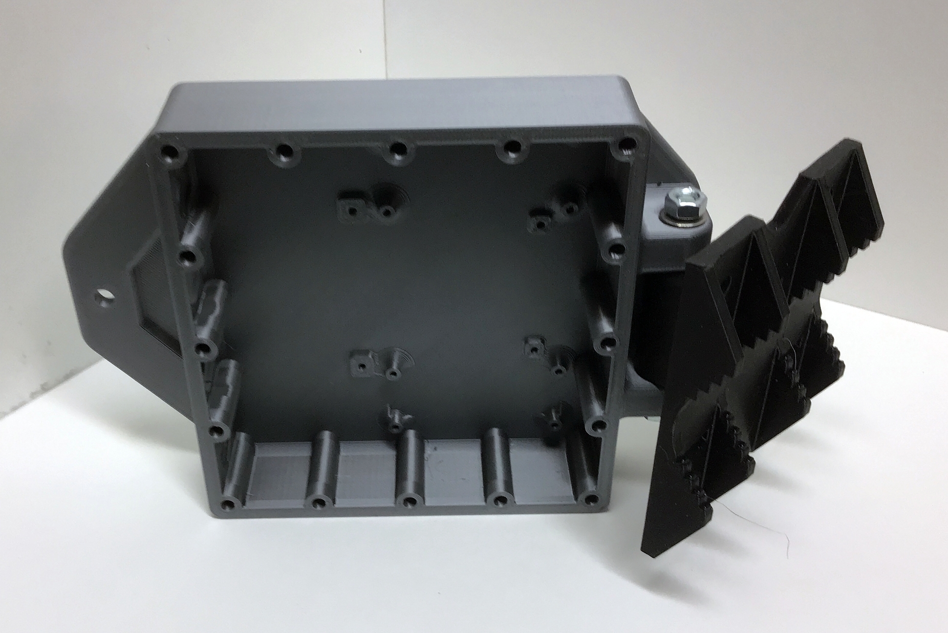 Lead's Solar Panel Pole Bracket Merged with Voltaic Enclosure's Solar Base Station V2 Hinge