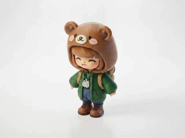 Cute Baby Bear Hoodie Figurine Chibi 3D Printable