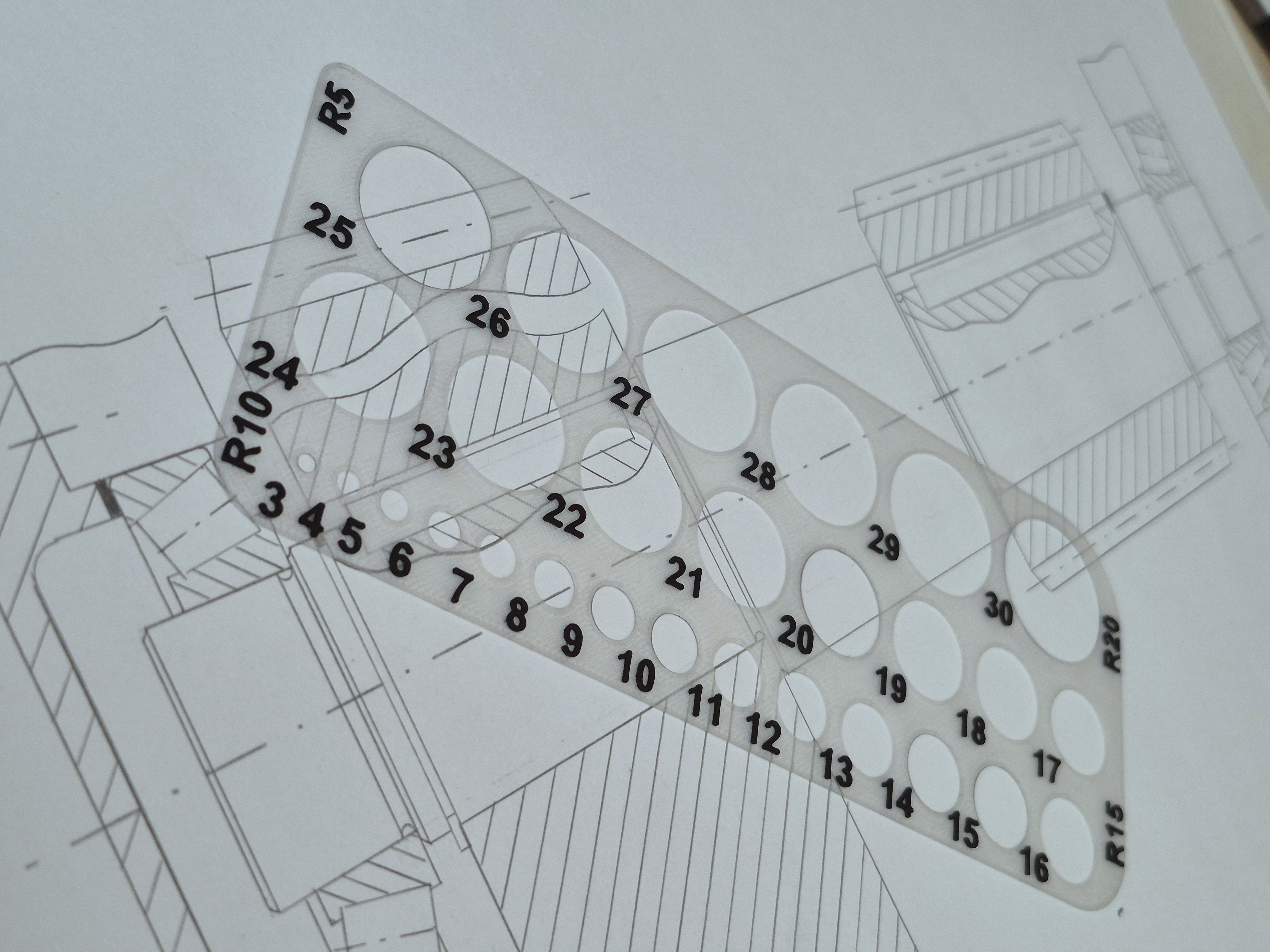 Radius & Diameter template for technical drawings