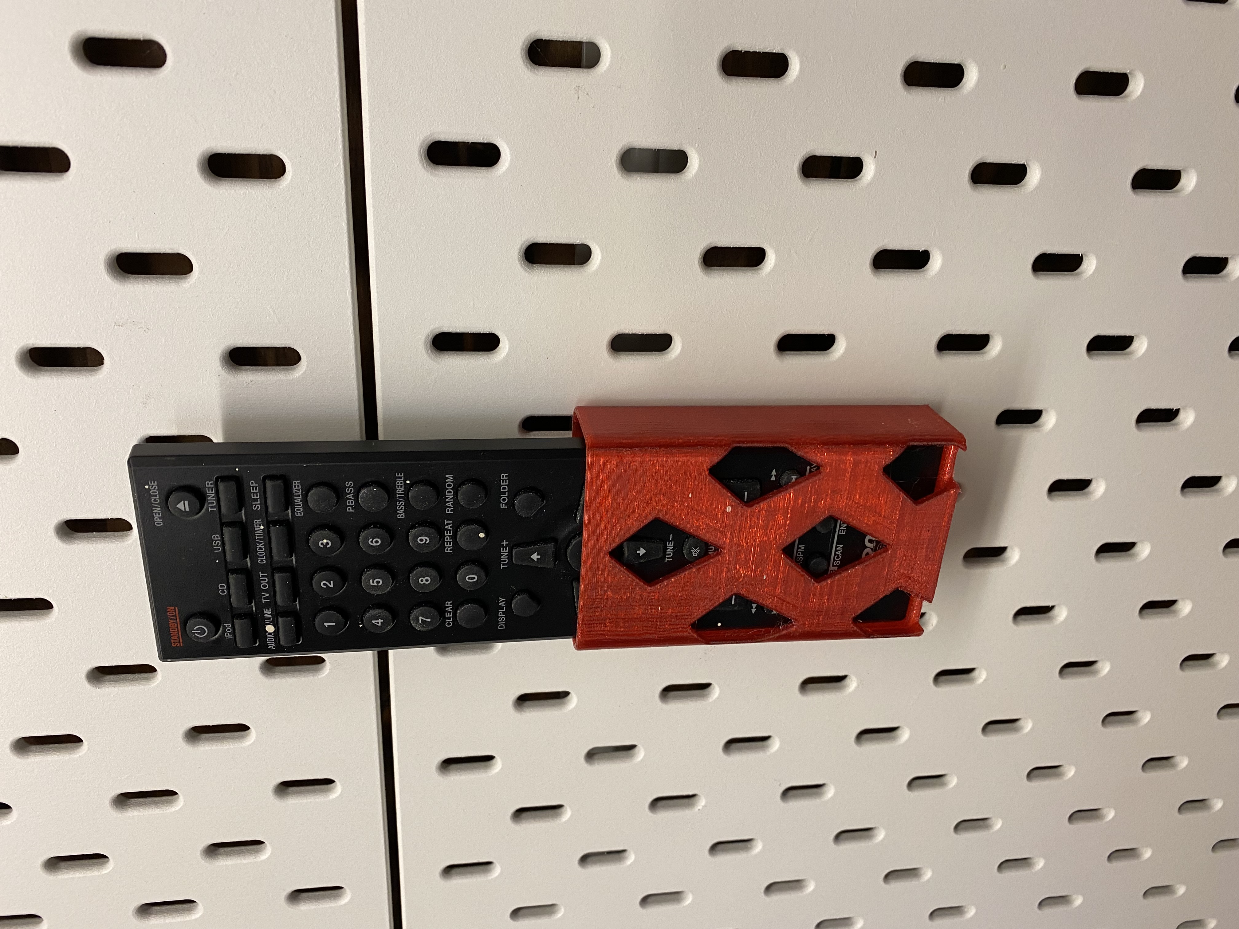IKEA peg board remote holder