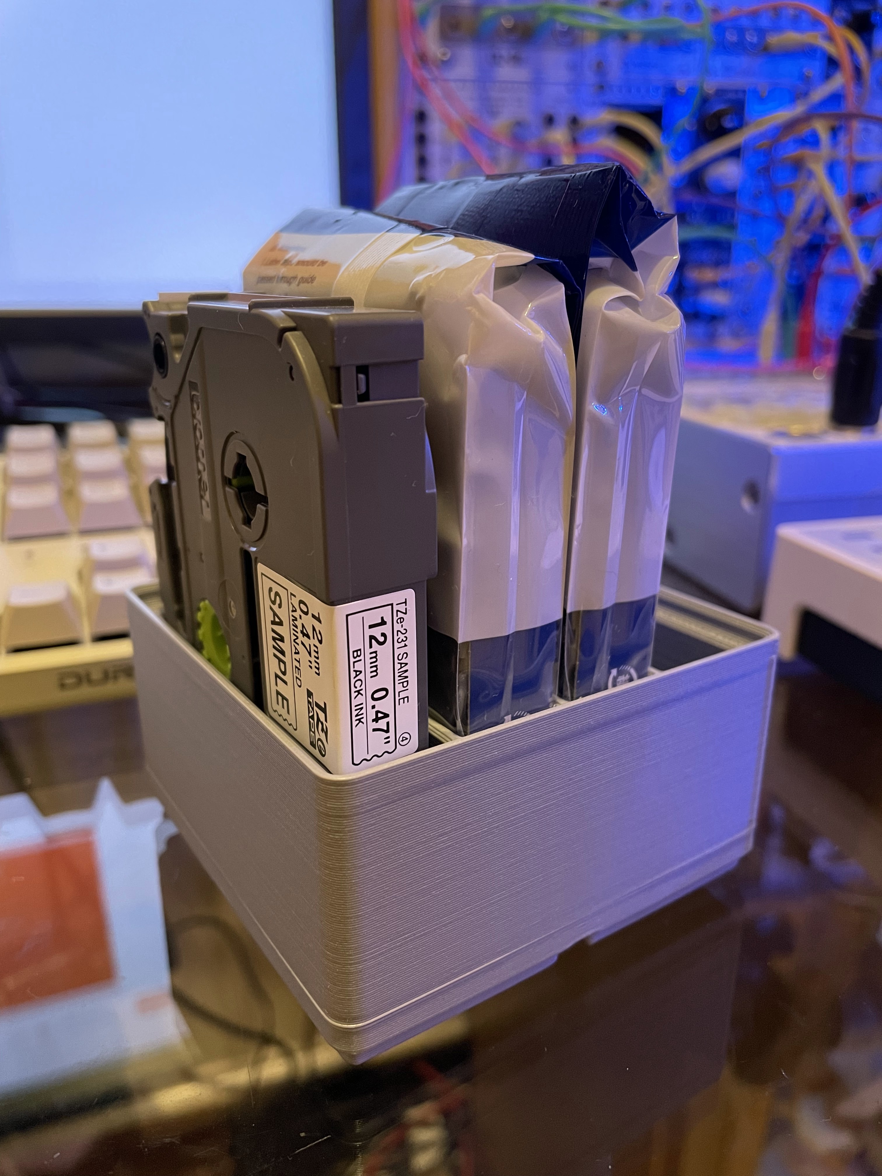 Gridfinity Brother TZ label printer cartridge holder