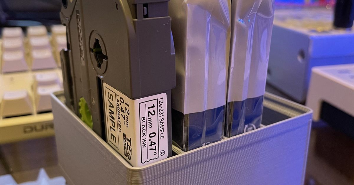 Gridfinity Brother TZ label printer cartridge holder by Jake Download