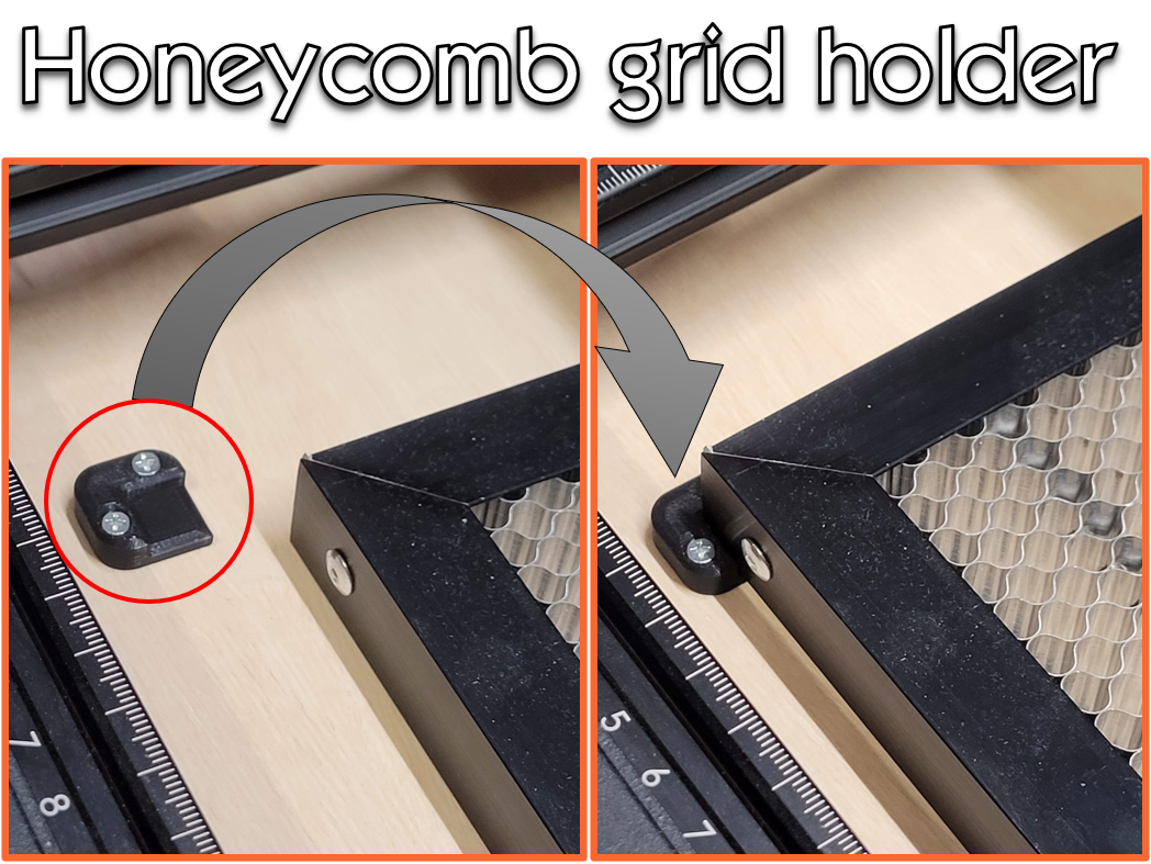 Honeycomb grid corner holder - Laser cutter accessory