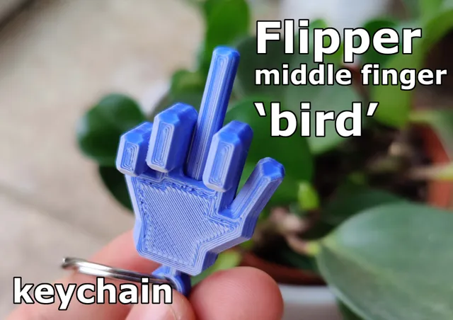 Flip keychain 'the bird' middle finger