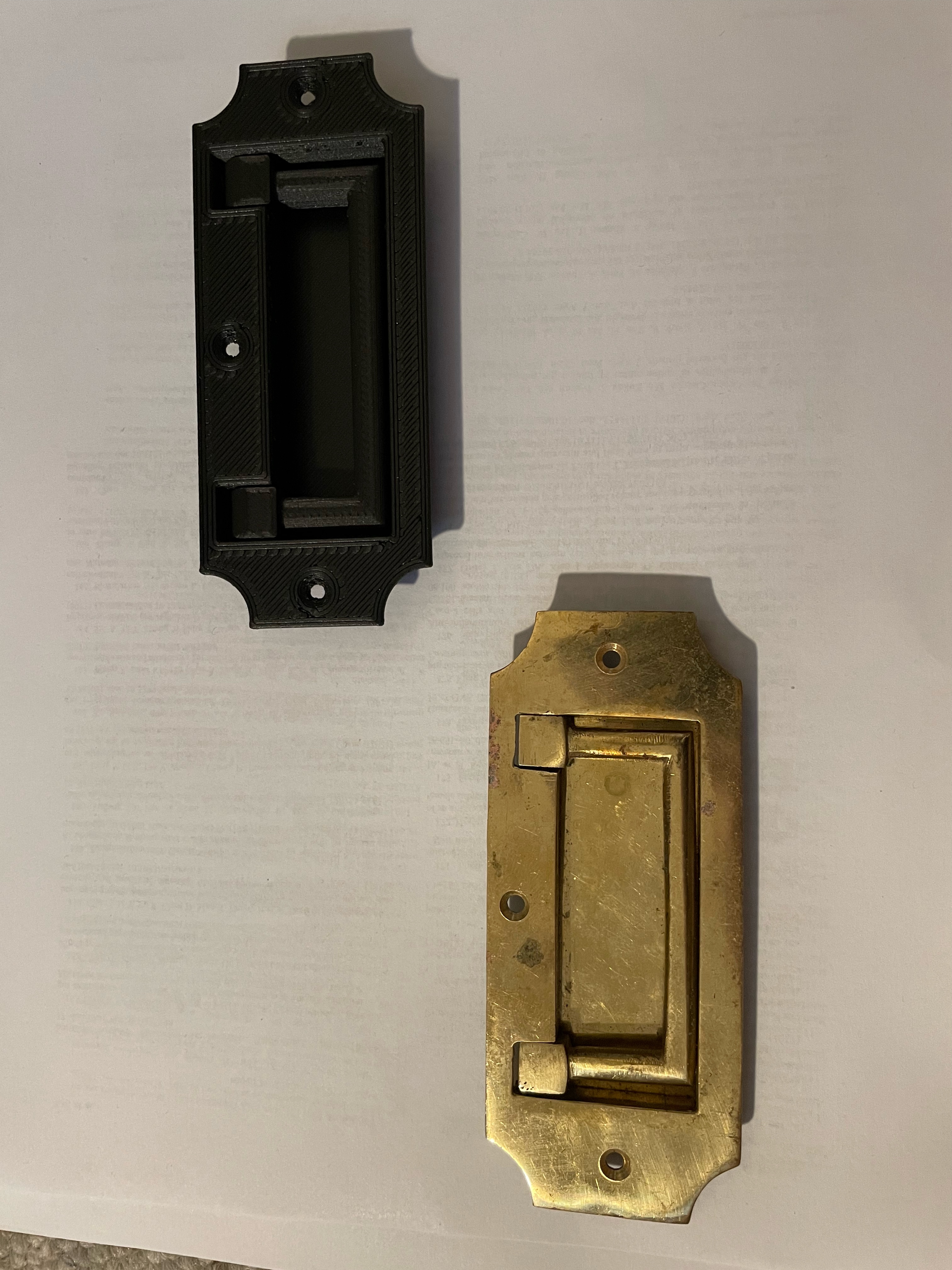 Campaign Flush Drawer Pull (incl. solid negative)