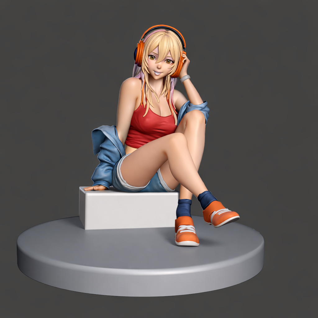 Casual Beats – Anime Girl with Headphones Figurine