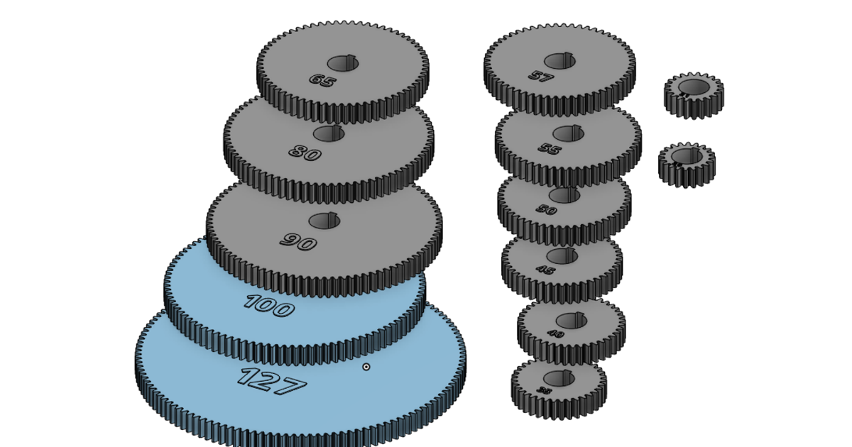 Lathe Change Gears 7x10, 7x12, minilathe by kaje Download free STL model
