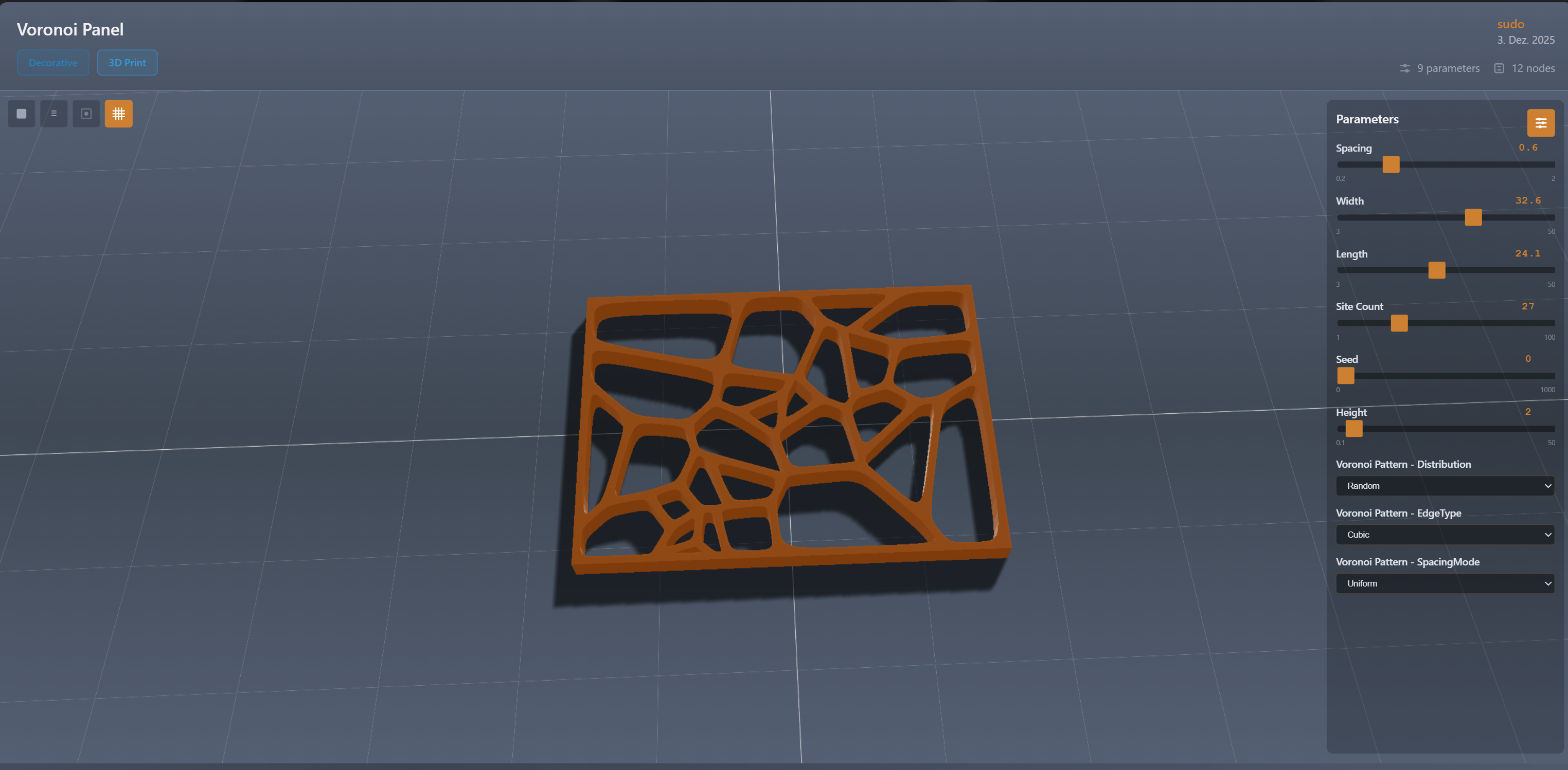 Parametric Voronoi Panel
