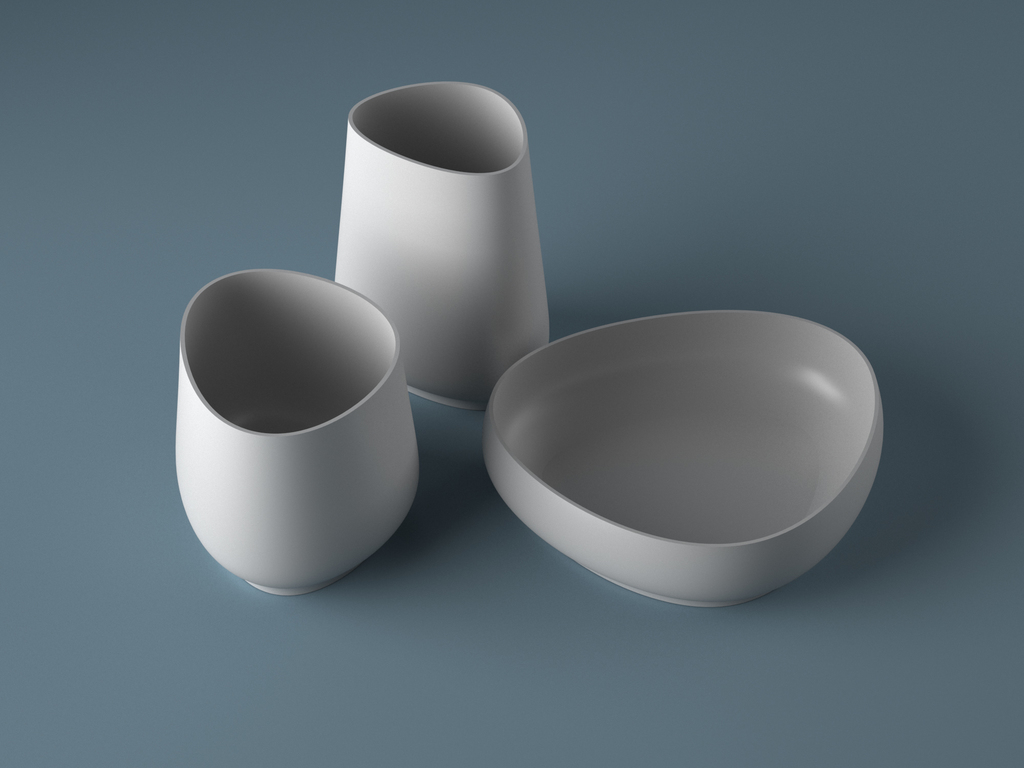 Simple Cups and Bowl Set by tigerflip Download free STL model