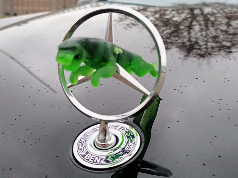 Jaquar jumping through Mercedes hood ornament. (Prank) by Wim V