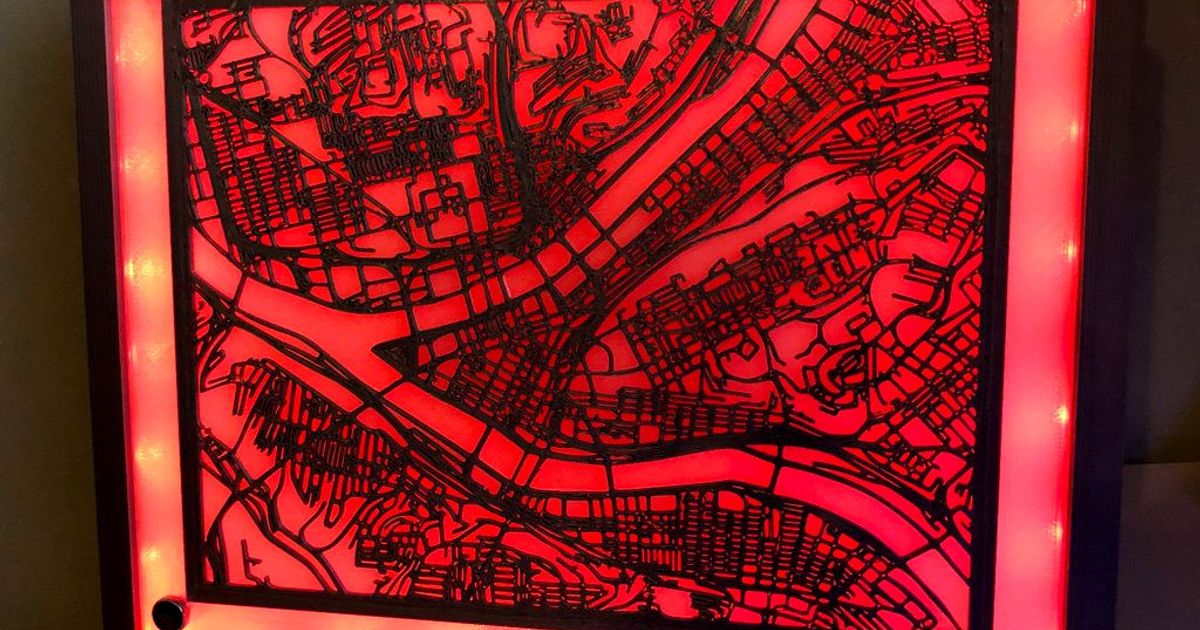 Downtown Pittsburgh Streets LED Shadowbox by MST8K Download free