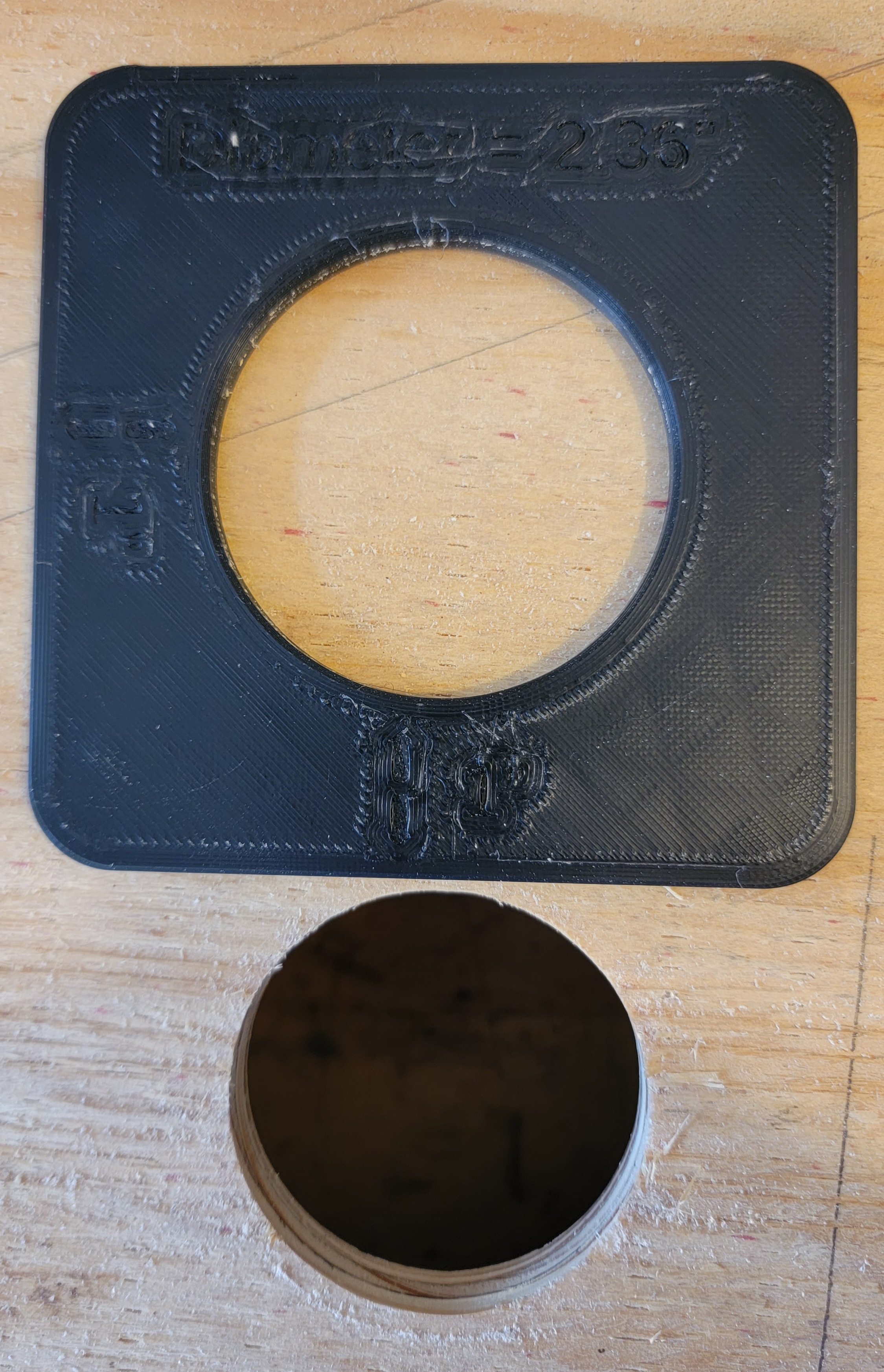 Router Hole Cutting Jig with Bushing and Bit Size Parameters by