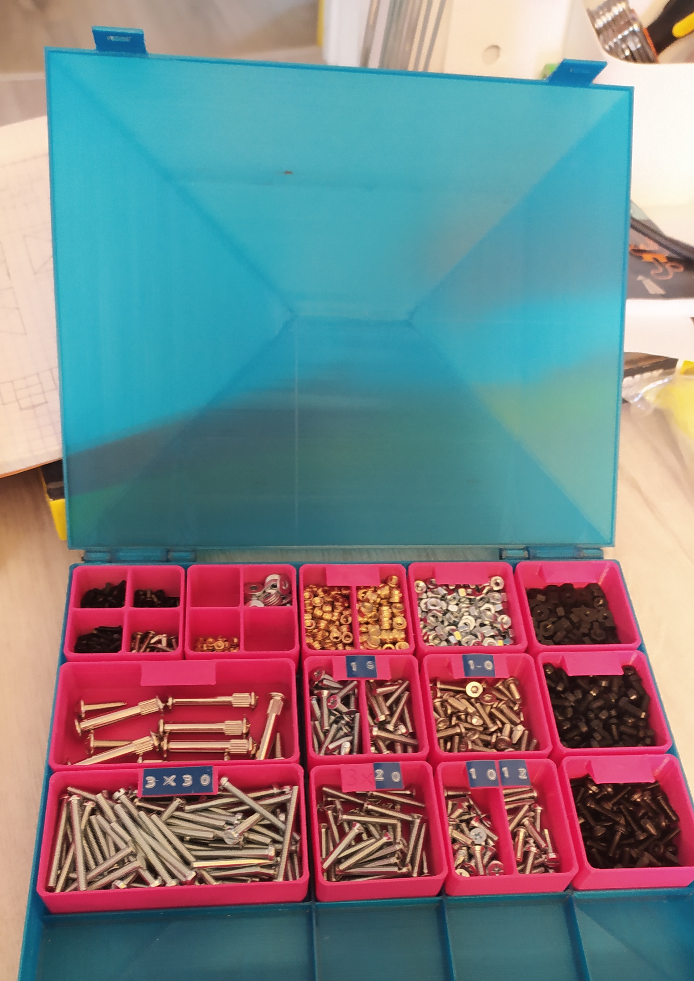 Storage/Sorting Box for Nuts, Bolts and More! (600 000 combinations) by  3Drcnc, Download free STL model