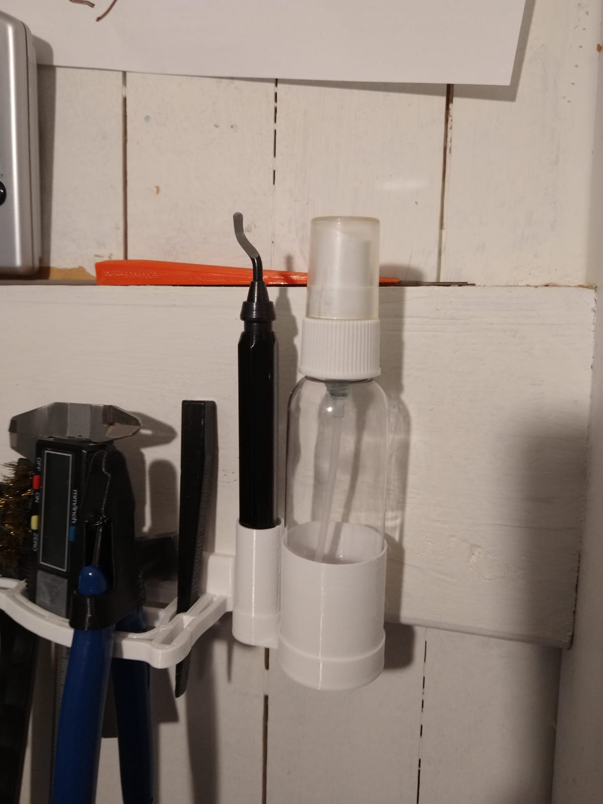 Spray bottle and burr remover holder