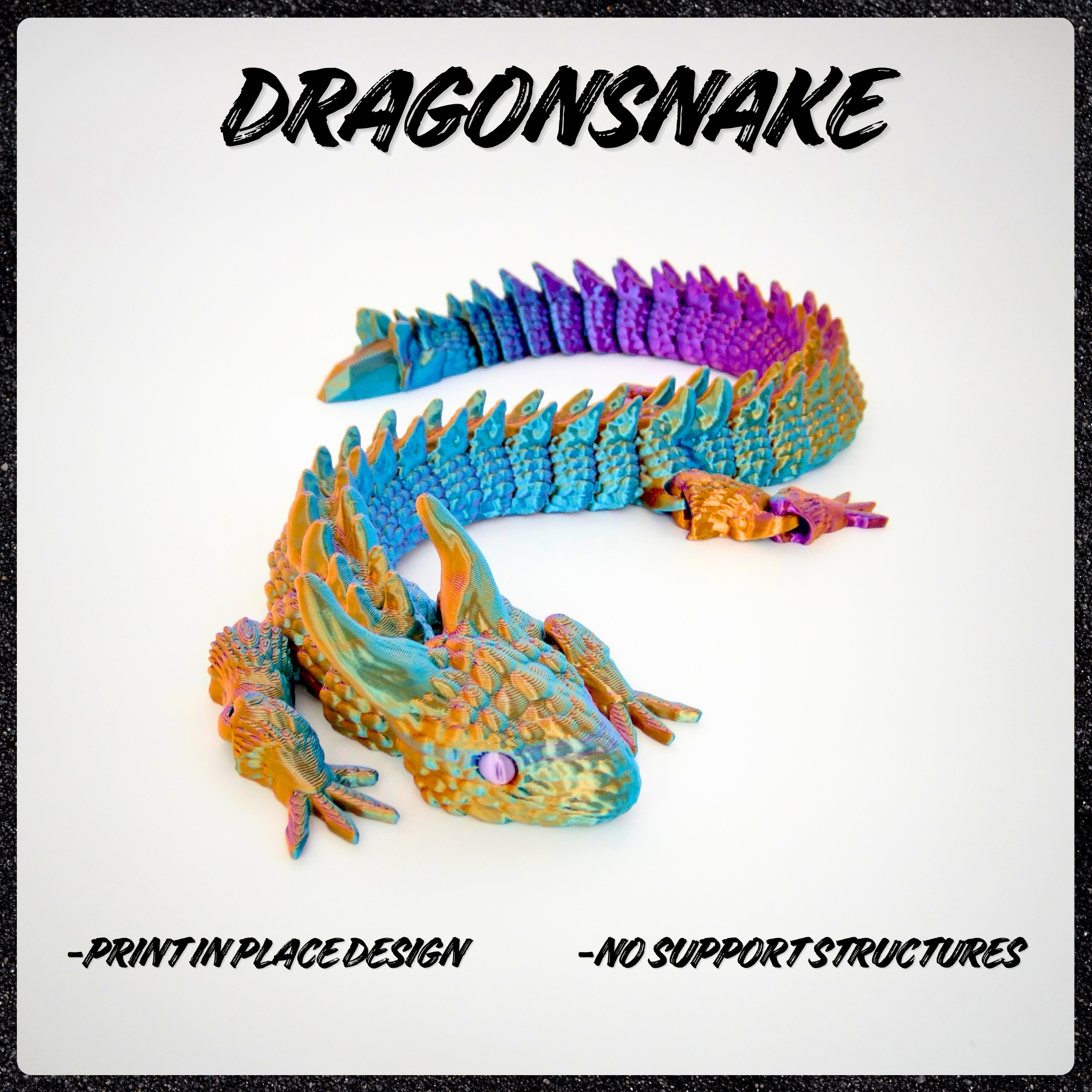Diabolical Dragon Snake - Articluated - Print in Place - No Supports - Flexi