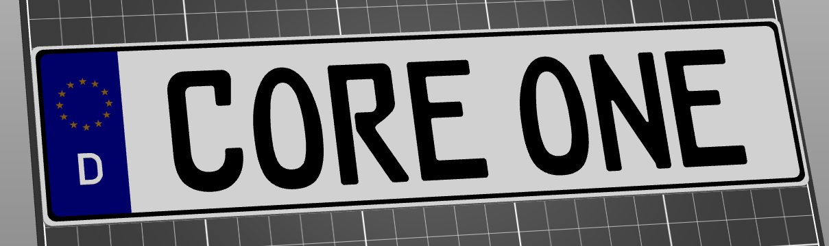 Core One Kfz Kennzeichen "CORE ONE" (German-EU) license number plate Einzeilig