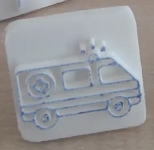 simple stamp with animal motive - ambulance - to reward the little once