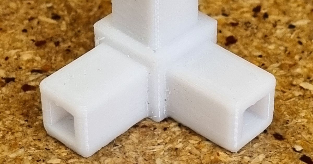 12mm Aluminium (Aluminum) Square Tube Connector by slimpickens Download free STL model