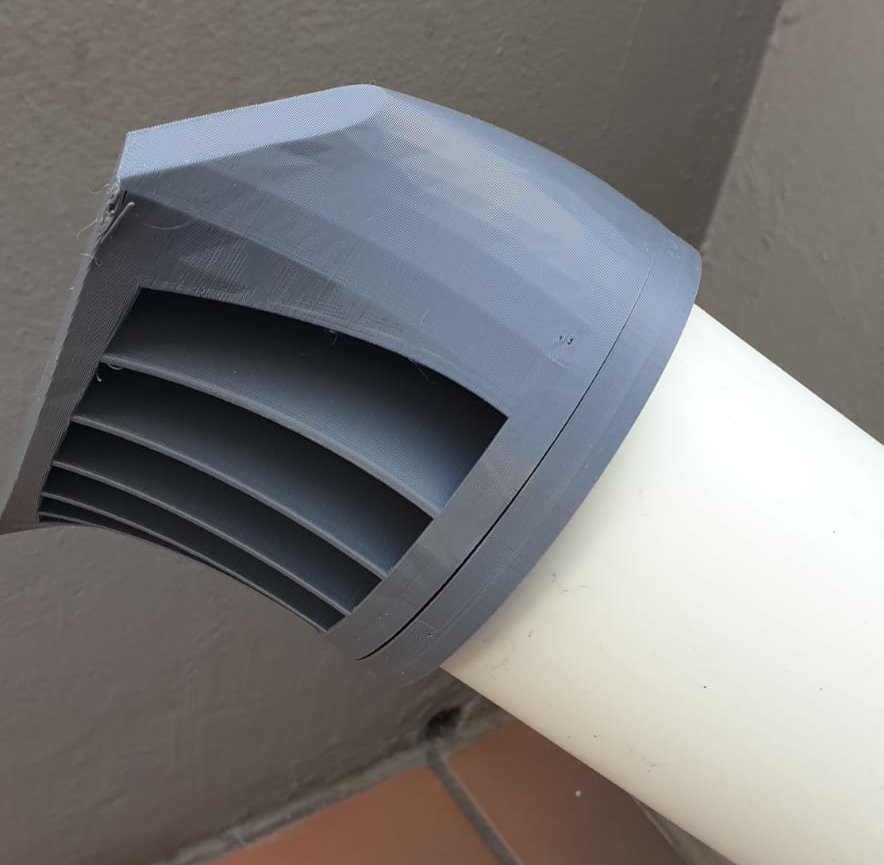 Outdoor venting cover for 110 mm PVC pipe by NelisW Download free STL