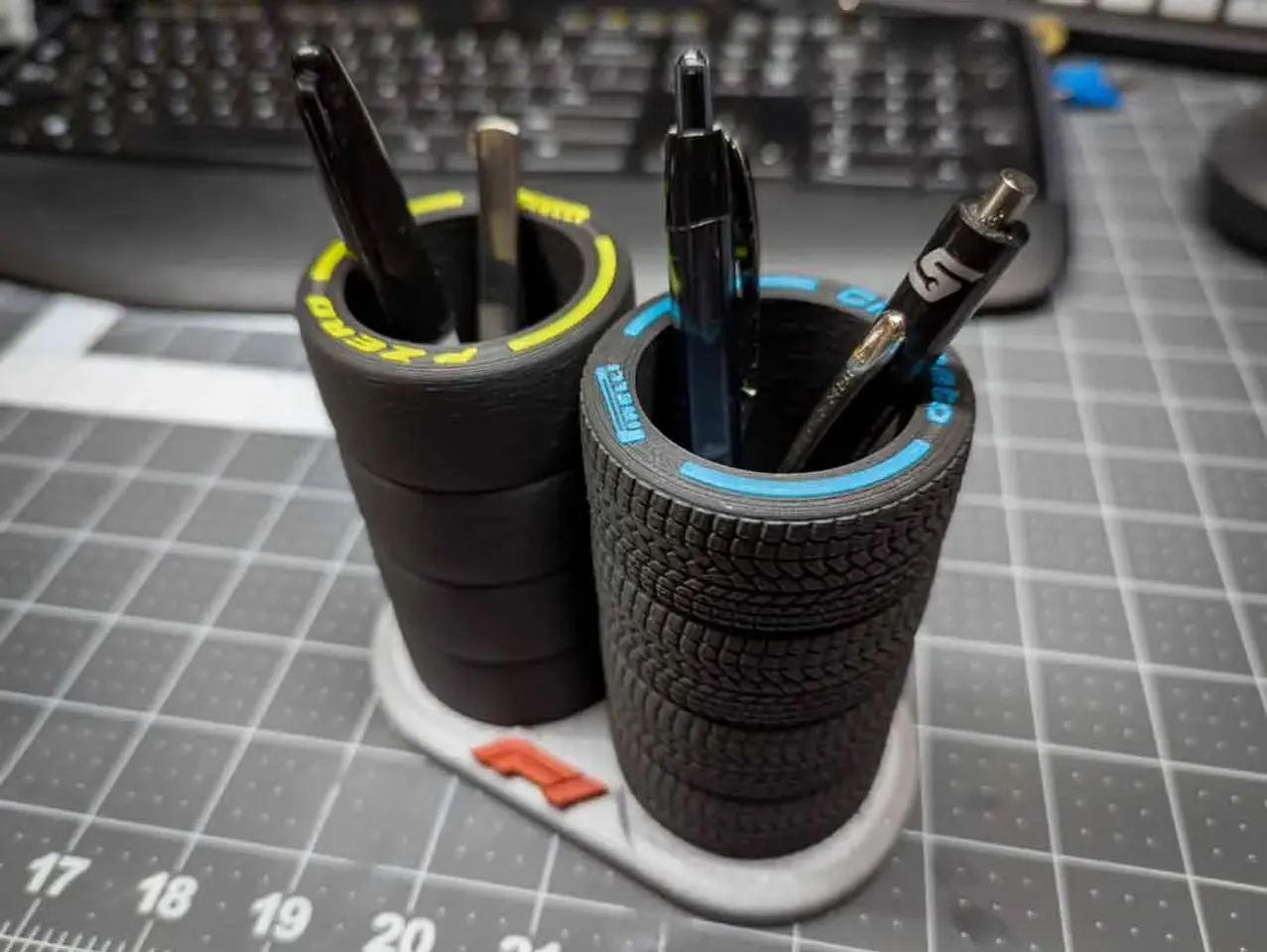 F1 Tires - Pencil/Pen Holder by AstroStock, Download free STL model