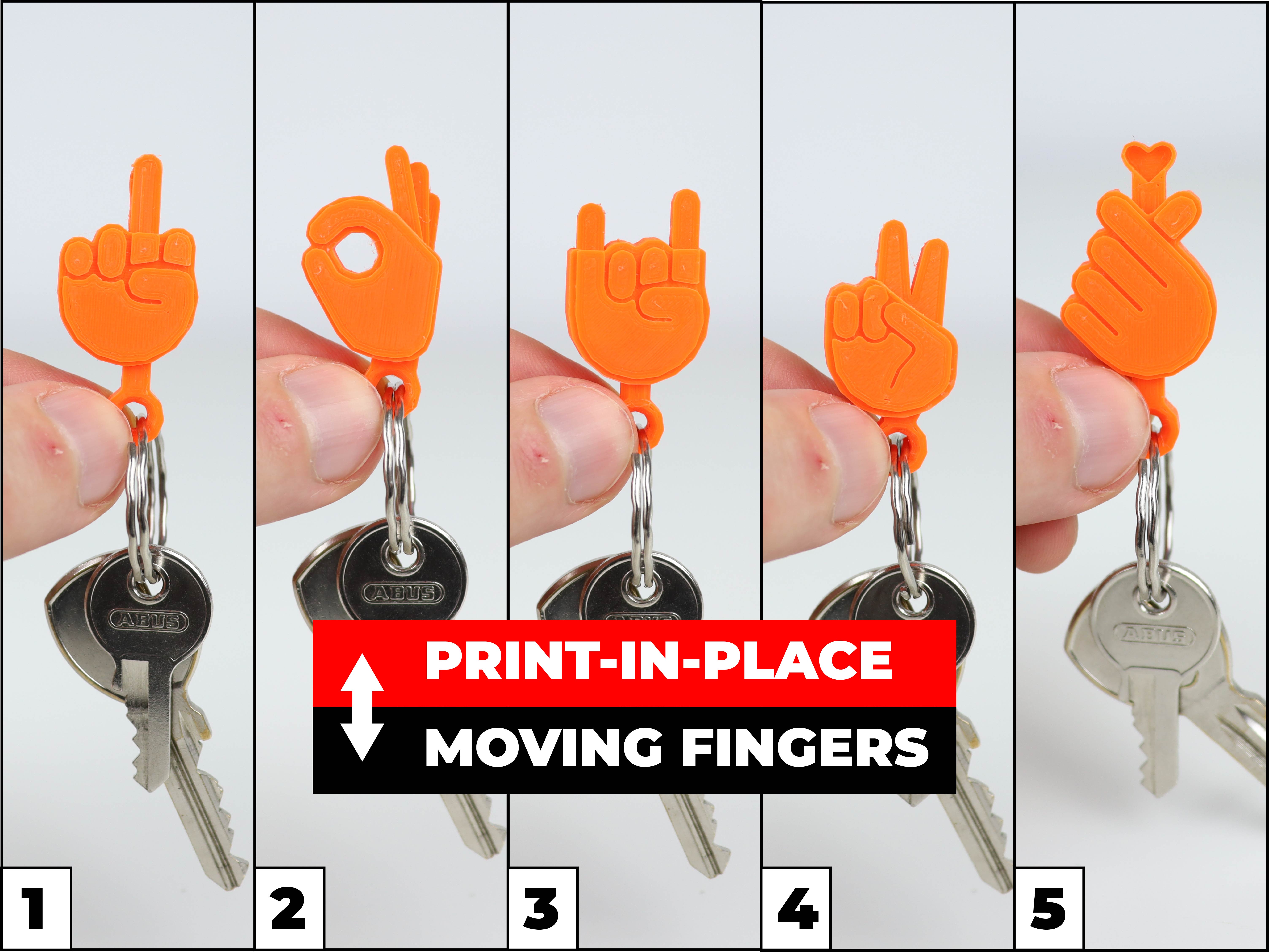 PRINT-IN-PLACE MOVING FINGERS KEYCHAINS