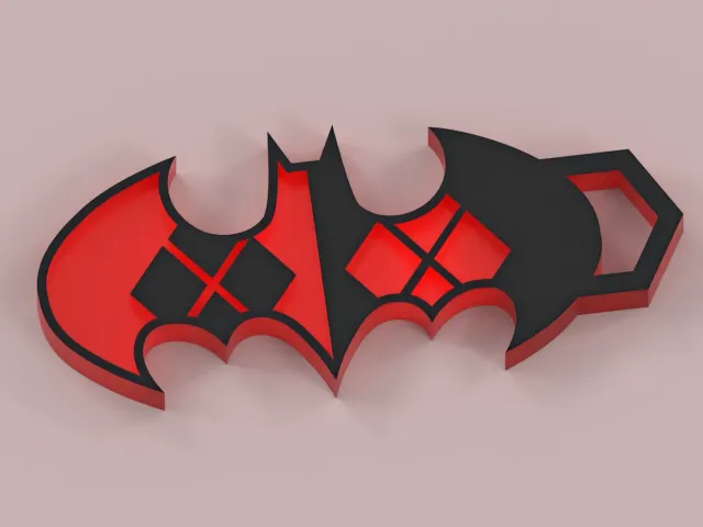 Harley Quinn Batman Symbol Keychain (Non-ring version also)