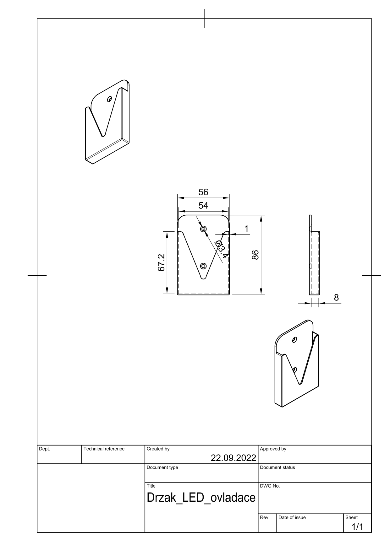 Miniatura 2 do modelo 3D Led remote controller holder on wall