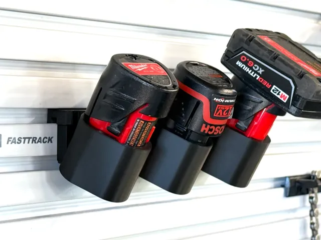 Rubbermaid FastTrack Slat Wall M12 Milwaukee / Bosch 12V Battery Holder