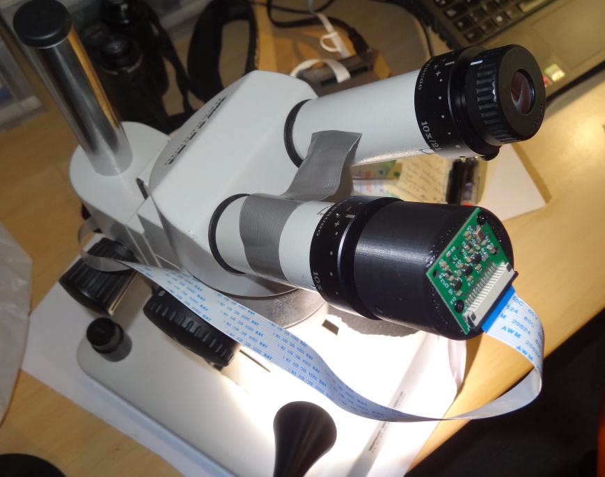 Raspberry pi camera adapter for stereo microscope eyepieces by Patrich