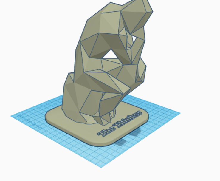 lowest poly the thinker stand and label
