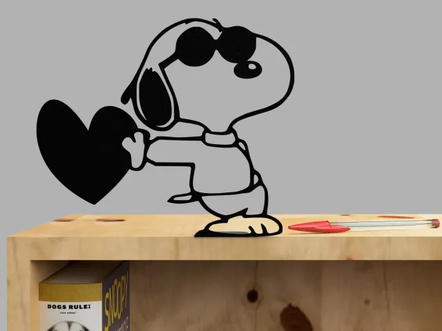Snoopy as Joe Cool holding a heart
