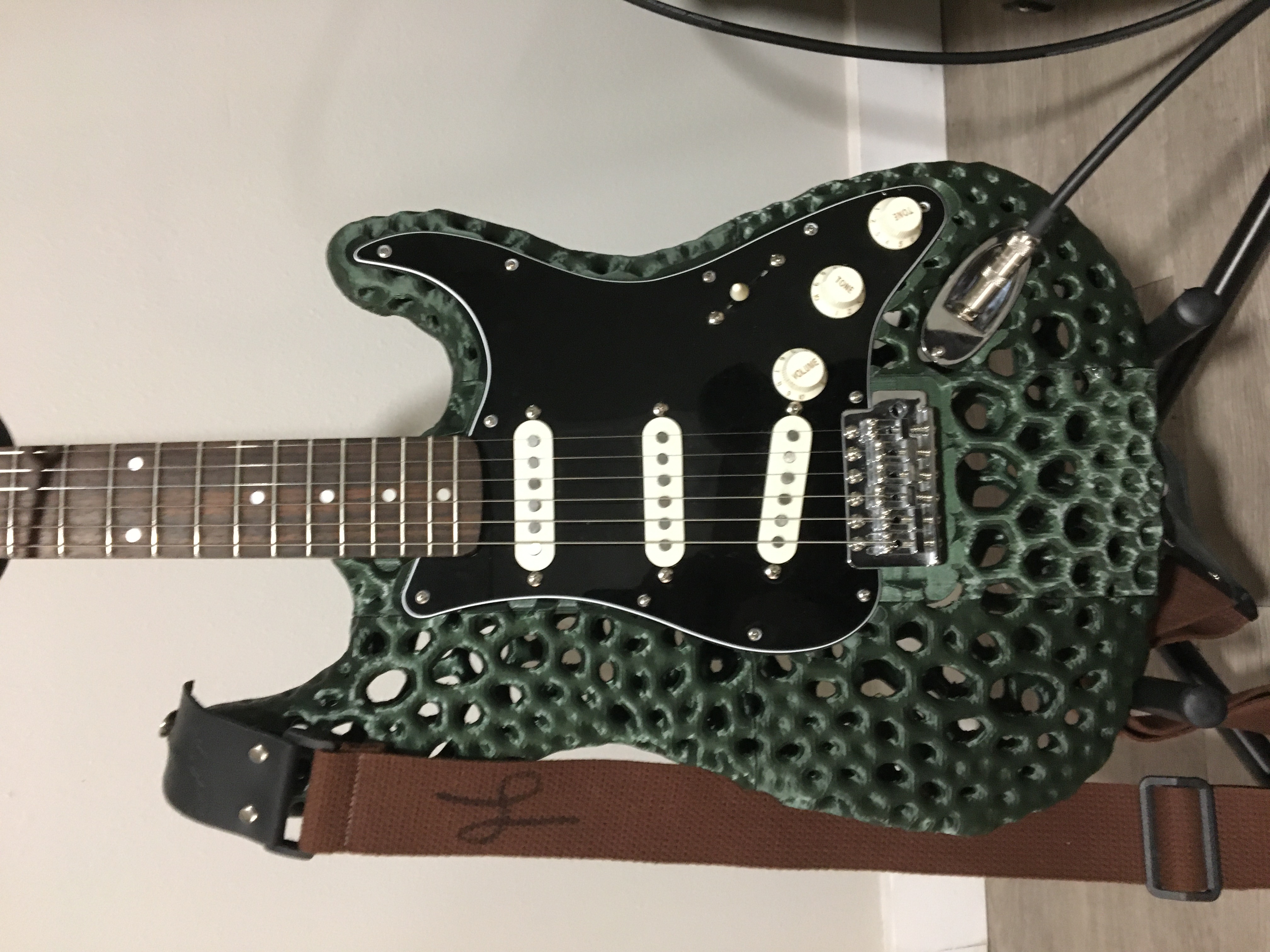 Voronoi Stratocaster 3D Printed Electric Guitar Body by Mr. Wayne