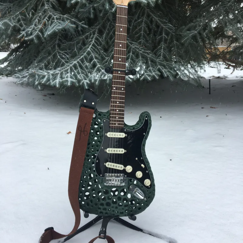 Voronoi Stratocaster 3D Printed Electric Guitar Body by Mr. Wayne, Download free STL model