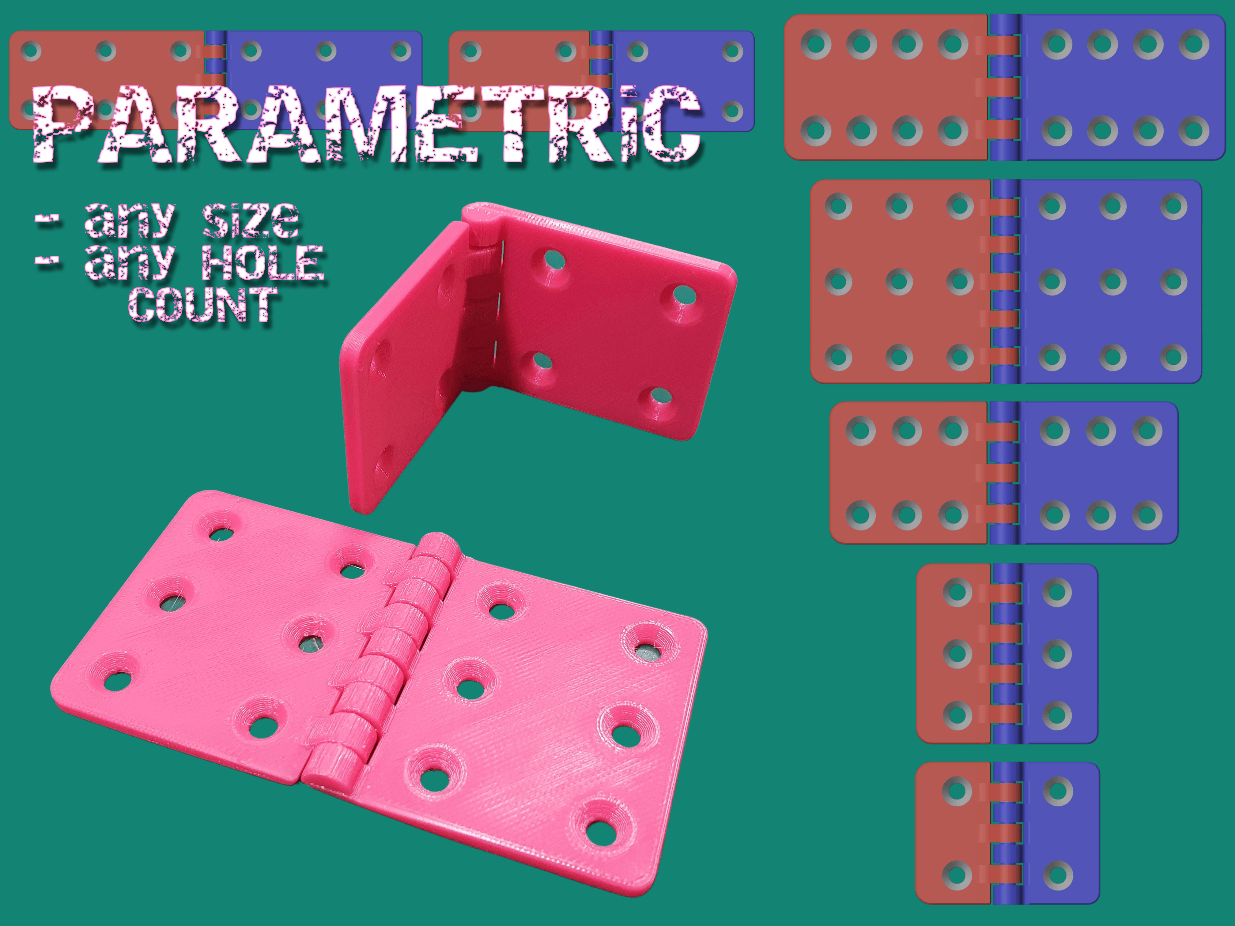 🚪 Parametric hinge - horizontally printed - print-in-place