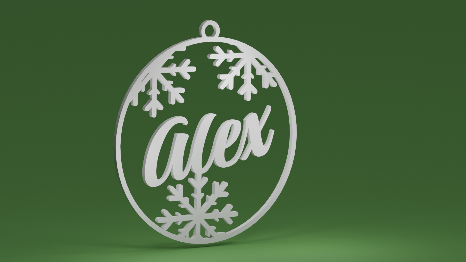 Snowflakes inside a bauble with name Alex (Christmas tree ornament)
