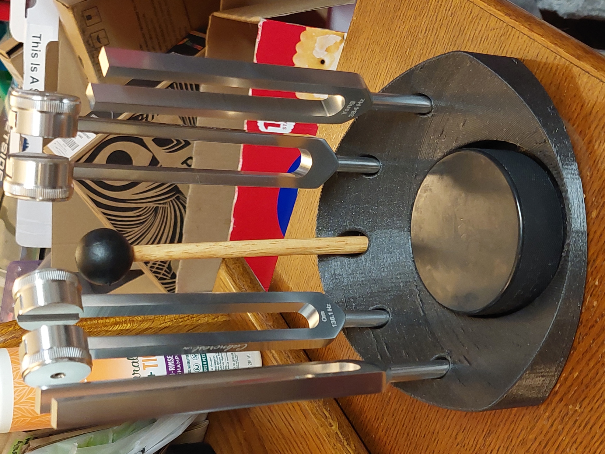 Holder for meditation tuning forks.
