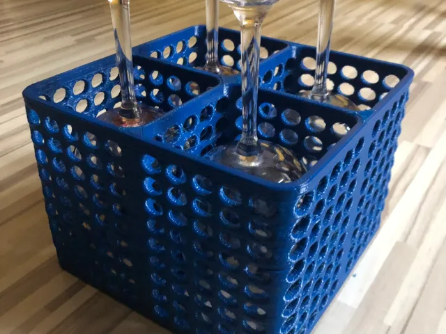 Dishwasher basket for wine glasses