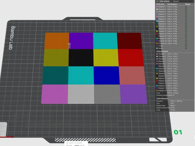Bambu Lab AMS Test prints - 16 colours!