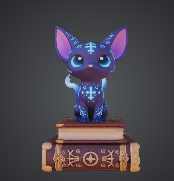 Arcane Familiar Cat on Spellbooks – Cute Magical Chibi